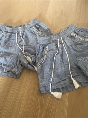 2 pairs BRIGGS NEW YORK blue linen shorts